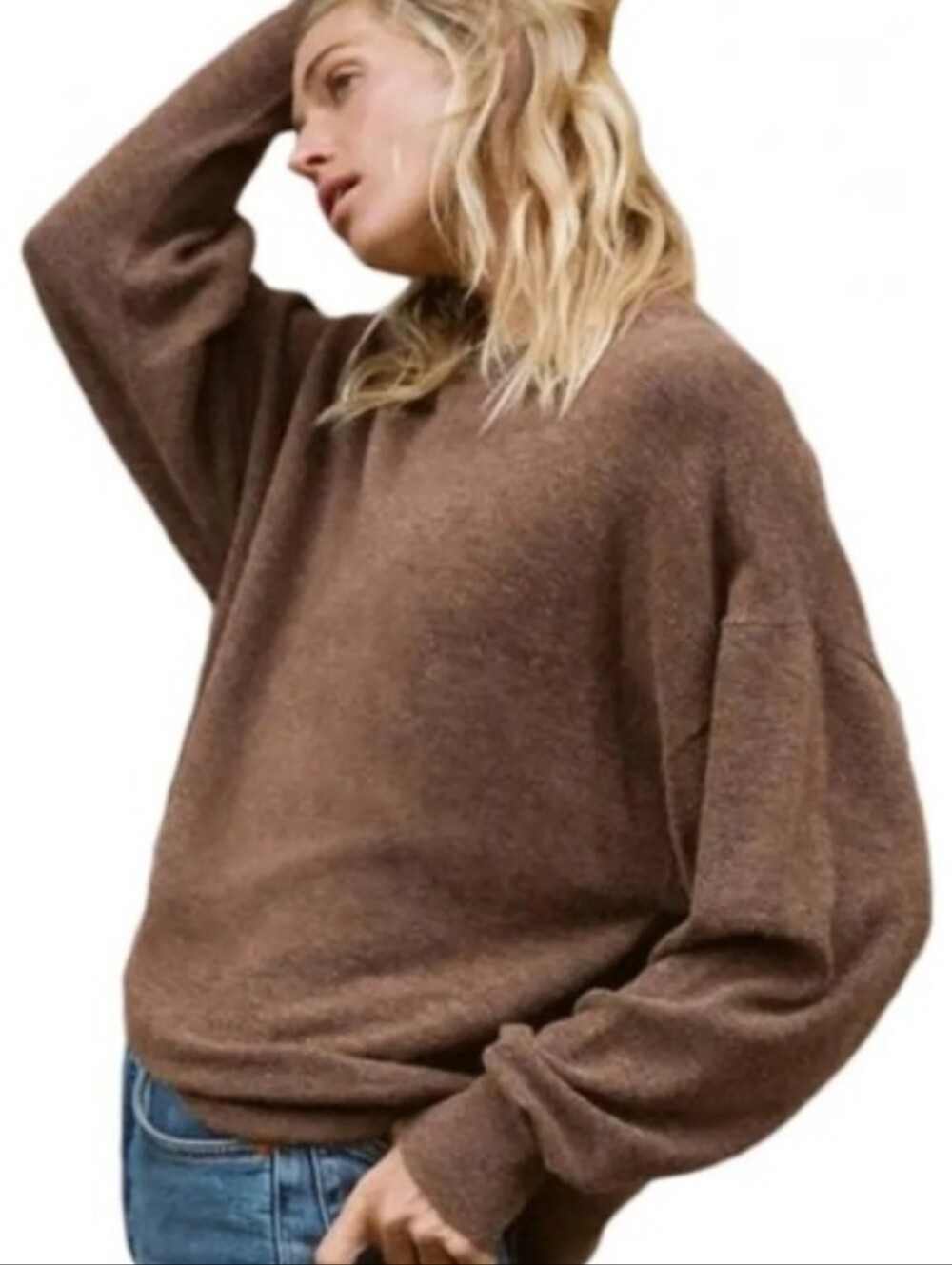 Jenni Kayne Marina Fuzzy Brown Sweater sz - Picture 3 of 9